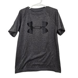 Under Armour Boys loose fit t-shirt size small logo tshirt Heat Gear Gray